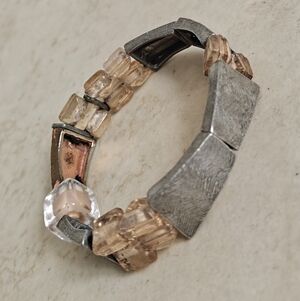 Modernist Signed Anne Marie Chagnon Pewter & Acrylic Beads Bracelet